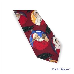 SATURDAY EVENING POST 1998 Silk Santa Christmas Ornament Neck tie EUC